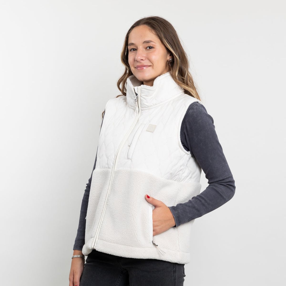 POLEMIC - Poleron mujer Polar sin mangas Vest Sherpa acolchado Polemic