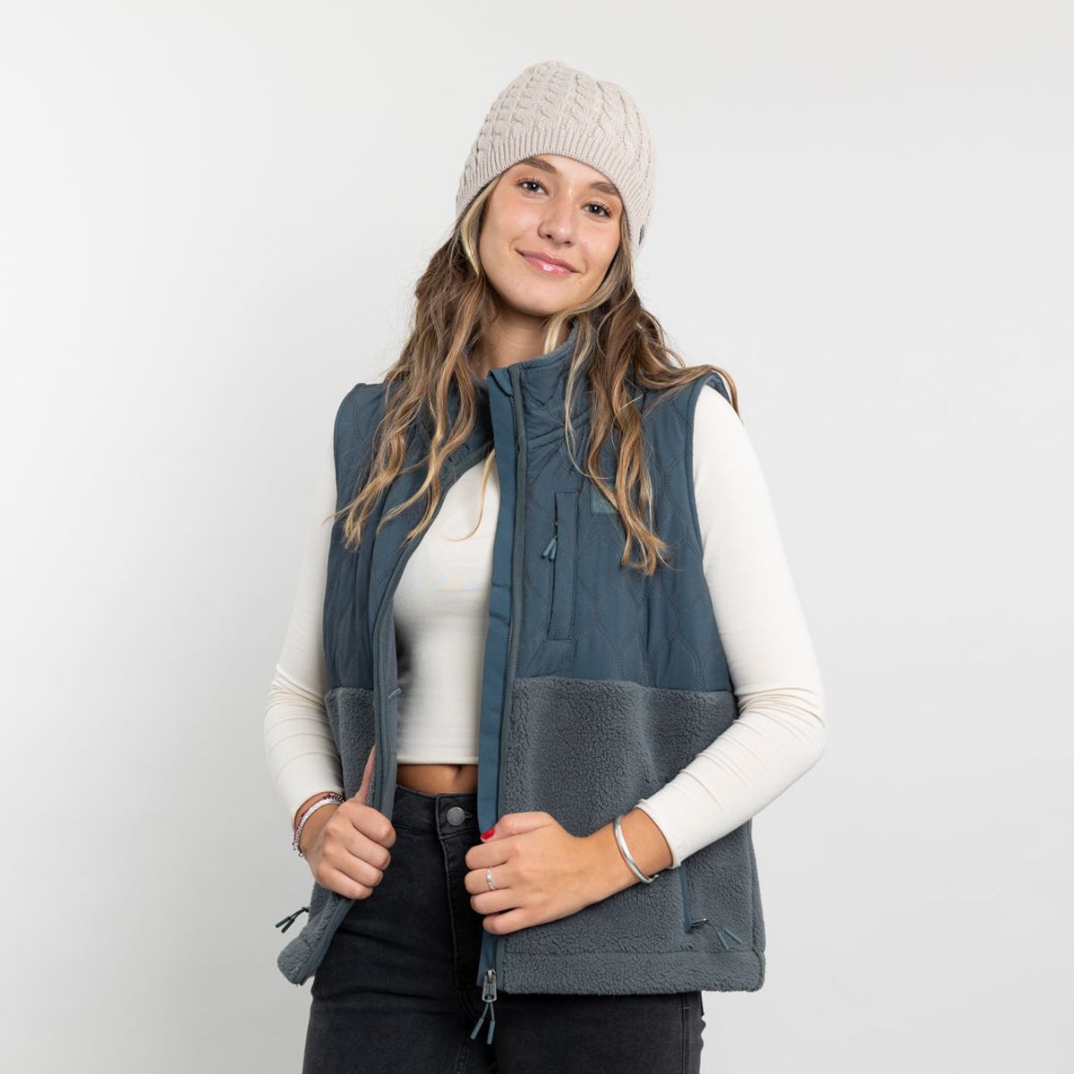 POLEMIC - Poleron mujer Polar sin mangas Vest Sherpa acolchado Polemic