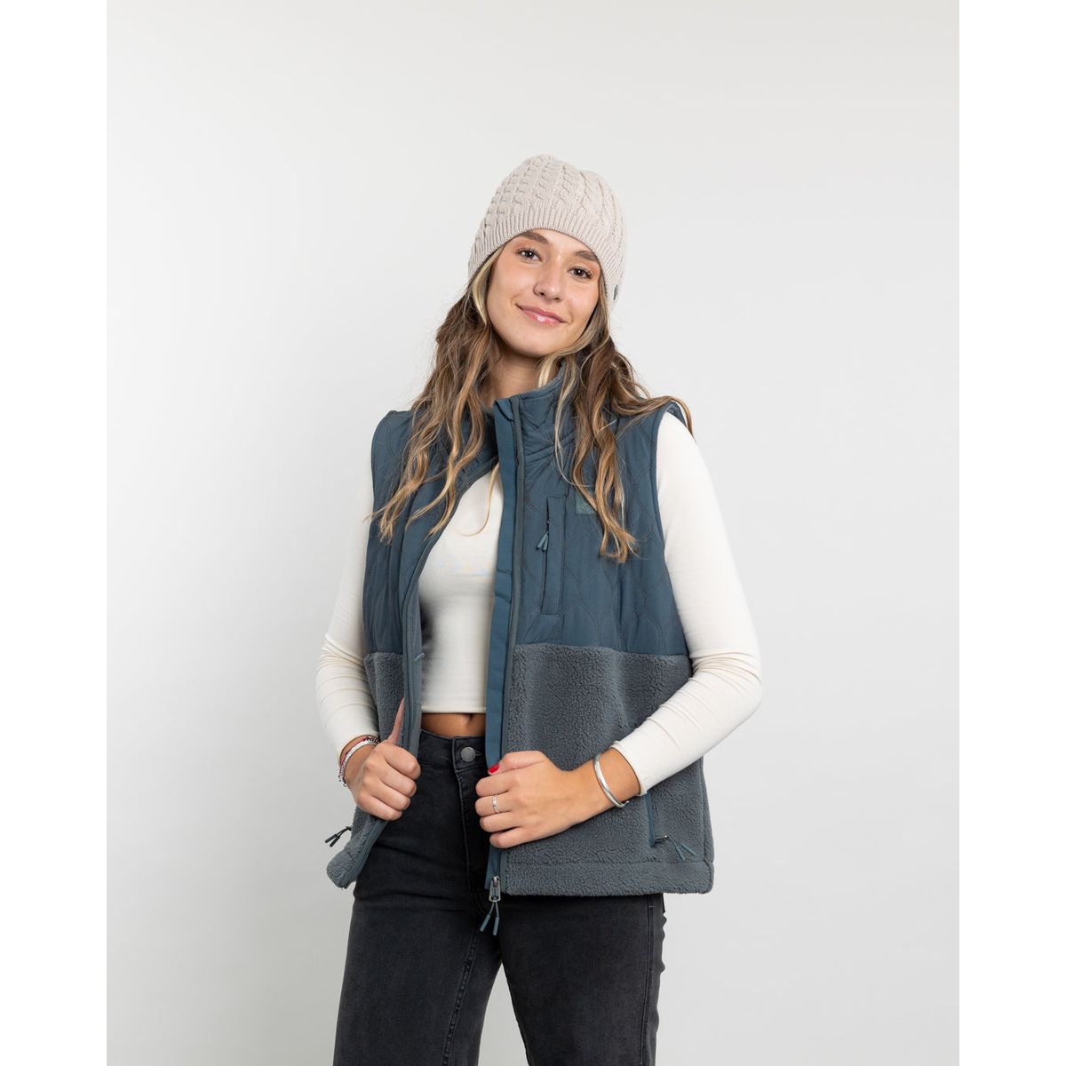 POLEMIC - Poleron mujer Polar sin mangas Vest Sherpa acolchado Polemic