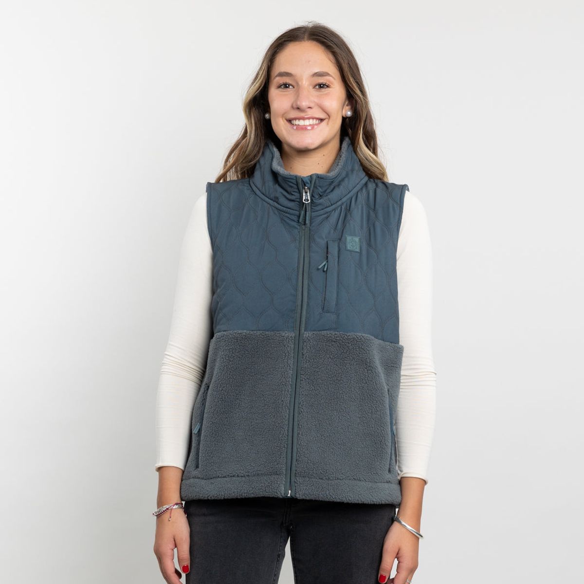 POLEMIC - Poleron mujer Polar sin mangas Vest Sherpa acolchado Polemic