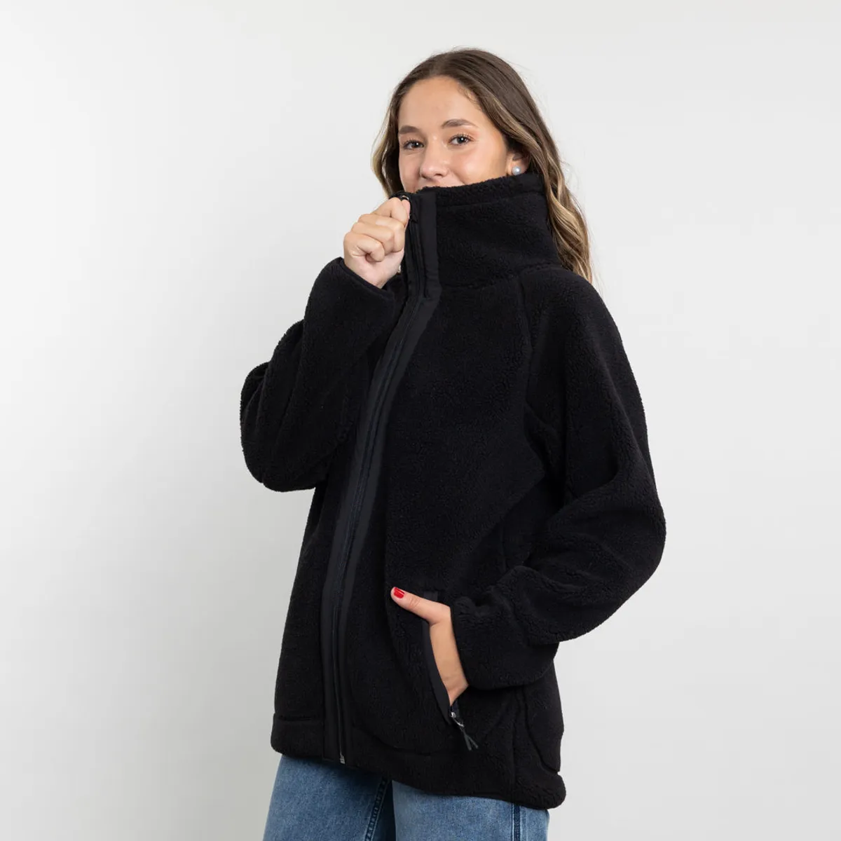 POLEMIC - Poleron mujer Chaqueta de polar cuello alto Sherpa Polemic
