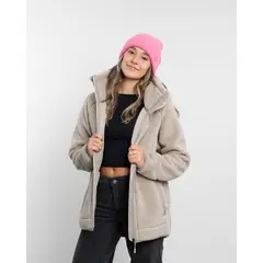 POLEMIC - Poleron mujer Chaqueta de polar cuello alto Sherpa