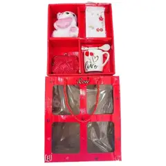 GENERICO - Caja de Regalo Oso Peluche + Taza + Carta + Estuche Set Romántico