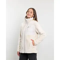 POLEMIC - Poleron mujer Polar shaggy bonded Crudo