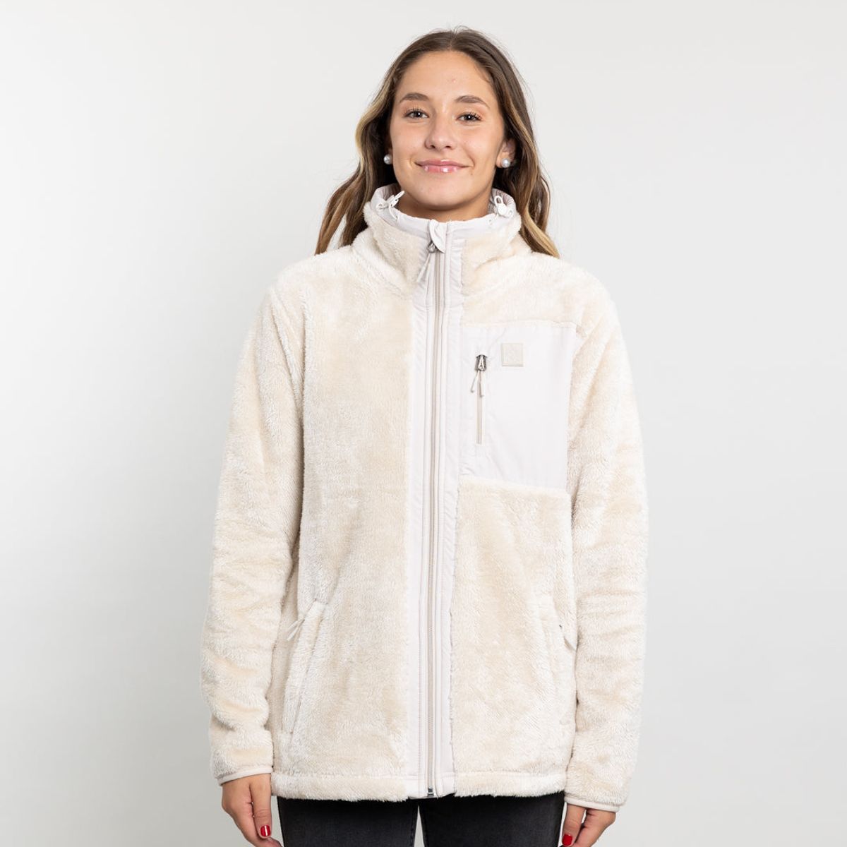 POLEMIC - Poleron mujer Polar shaggy bonded Crudo Polemic