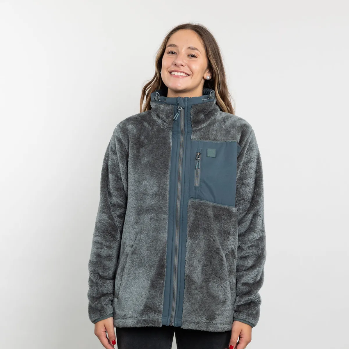 POLEMIC - Poleron mujer Polar shaggy bonded Verde Polemic