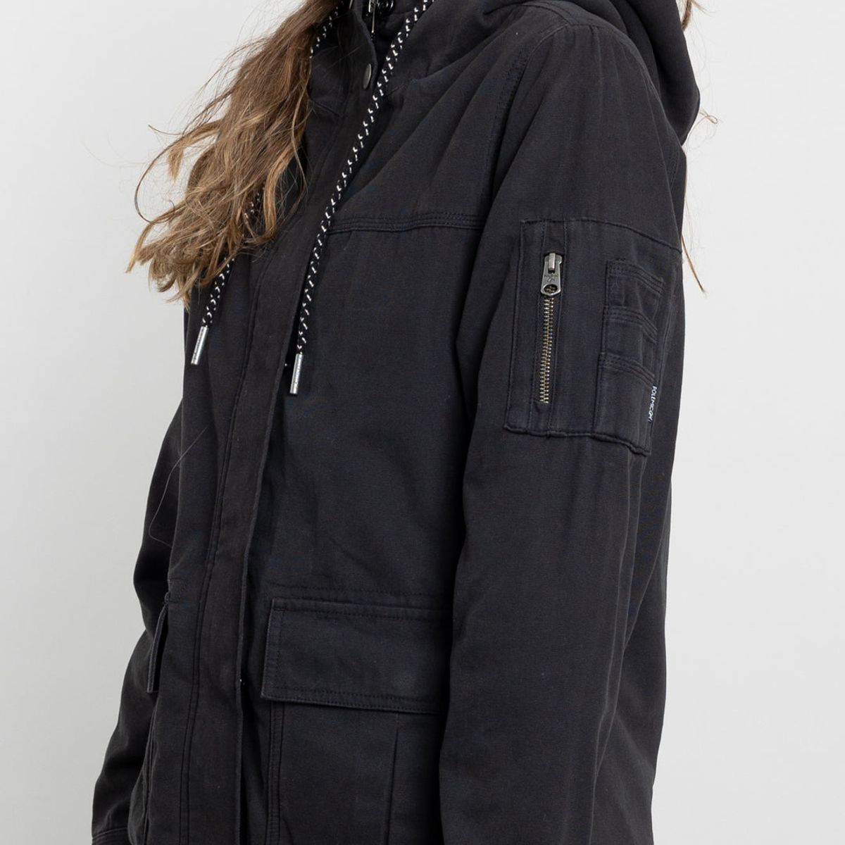 POLEMIC - Chaqueta gabardina mujer con interior Sherpa Negro Polemic