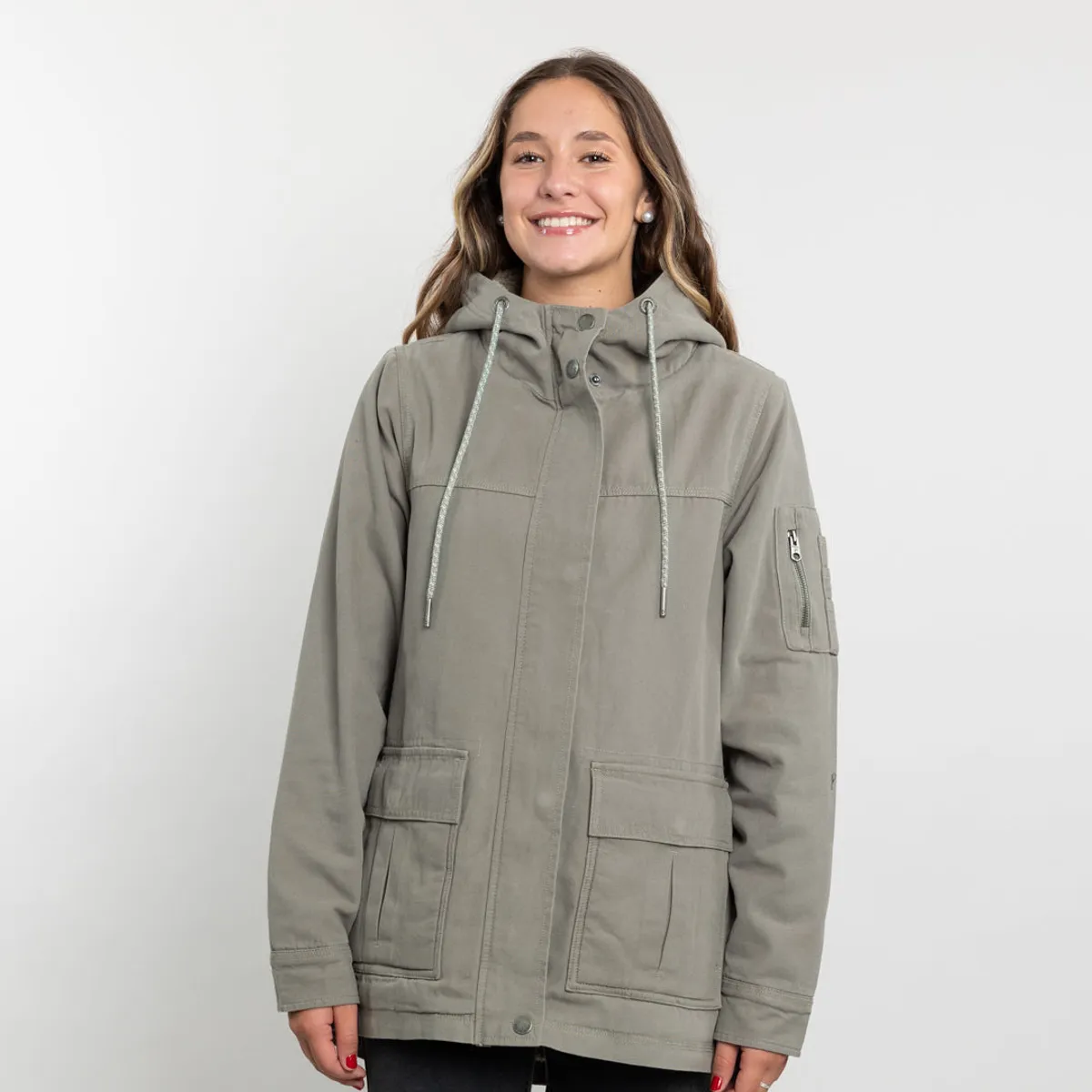 POLEMIC - Chaqueta gabardina mujer con interior Sherpa Verde Polemic
