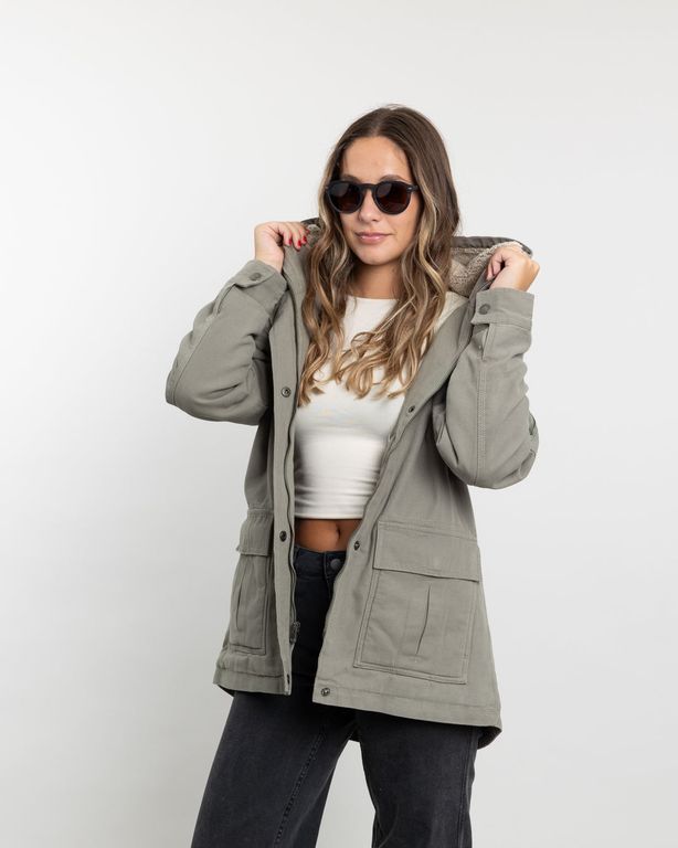 Chaqueta gabardina mujer con interior Sherpa Verde Verde S