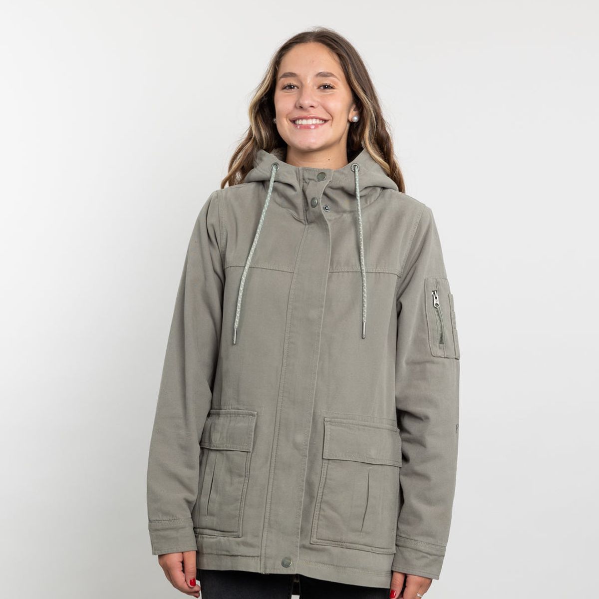 POLEMIC - Chaqueta gabardina mujer con interior Sherpa Verde Polemic
