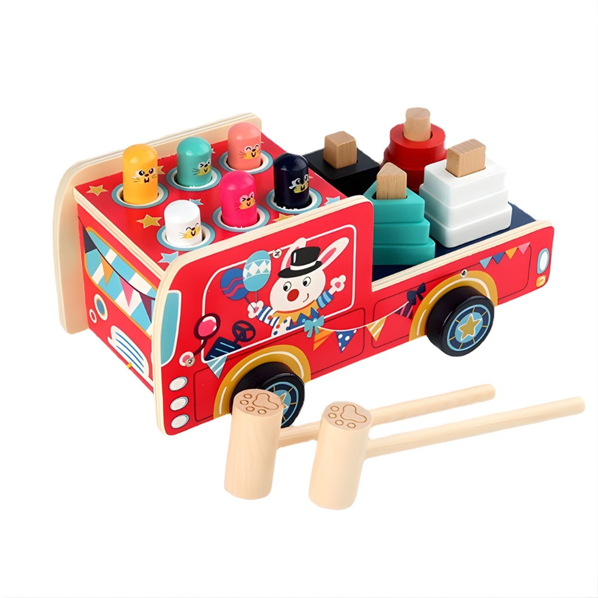 ABC - Camión Didáctico de Madera  Juego de Golpear y Encajar