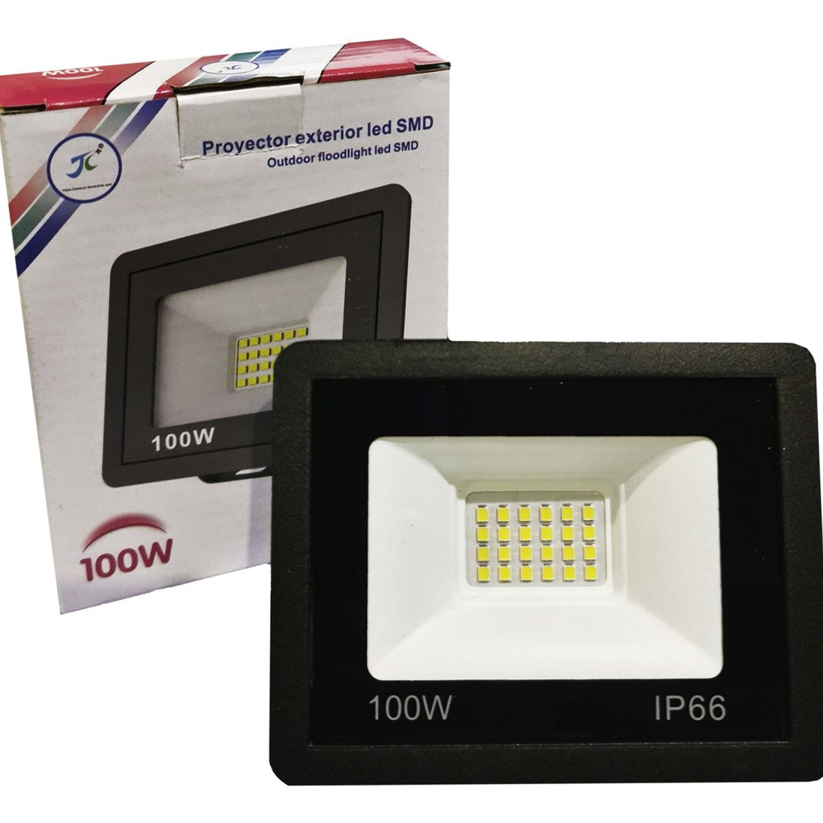 GENERICO - Foco Proyector Plano Led Reflector Multiled 100w Exterior Negro - 003360