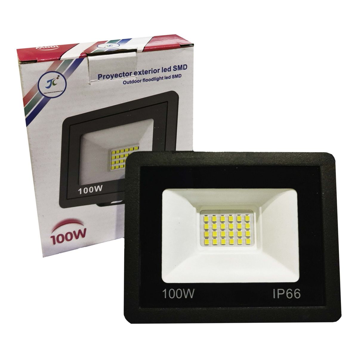 GENERICO - Foco Proyector Plano Led Reflector Multiled 100w Exterior Negro - 003360
