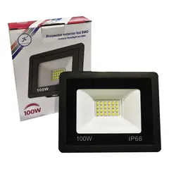 GENERICO - Foco Proyector Plano Led Reflector Multiled 100w Exterior Negro - 003360