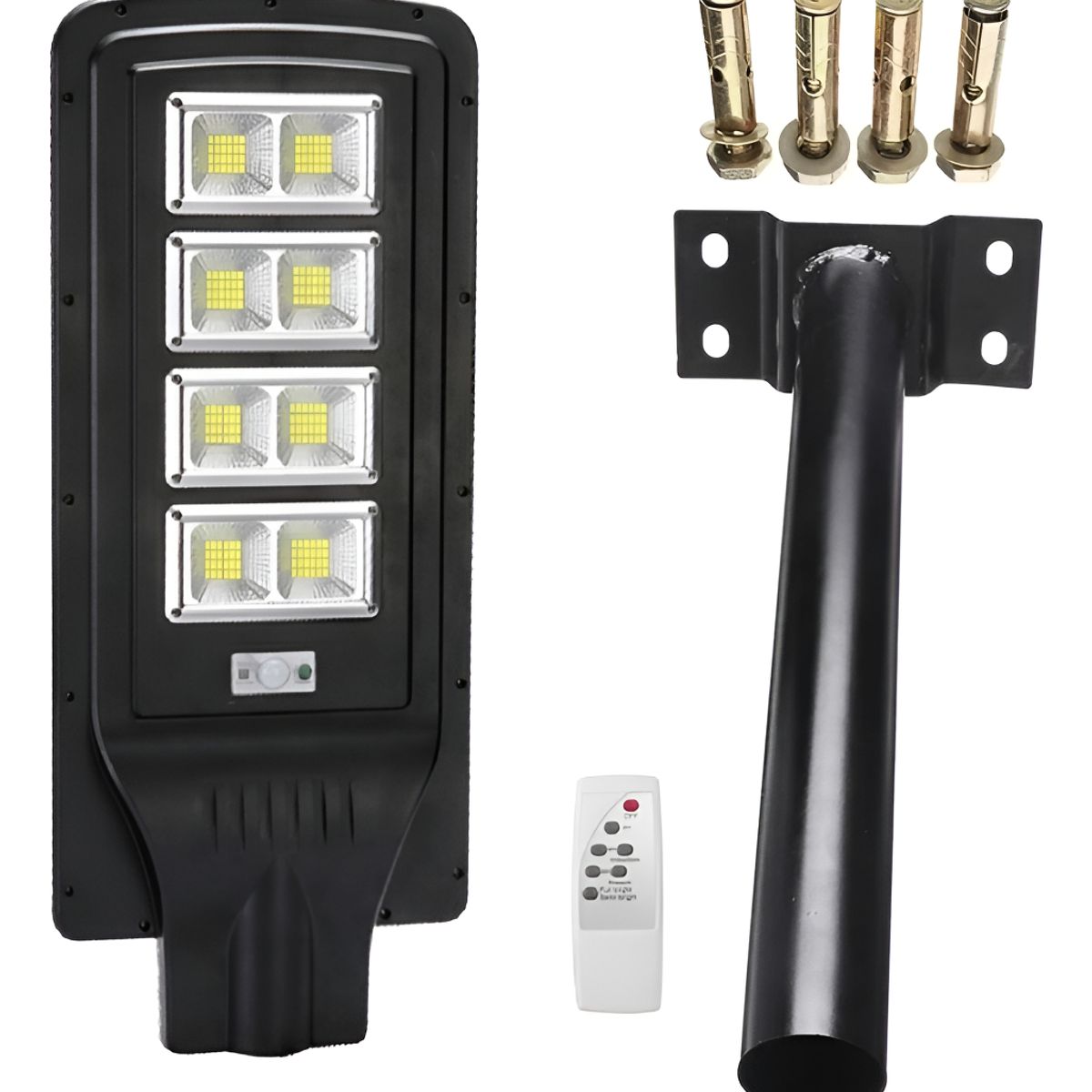 GENERICO - Foco Solar 280 Led 240w Sensor Movimiento Control Remoto Negro Blanco Frío - 220023 B32