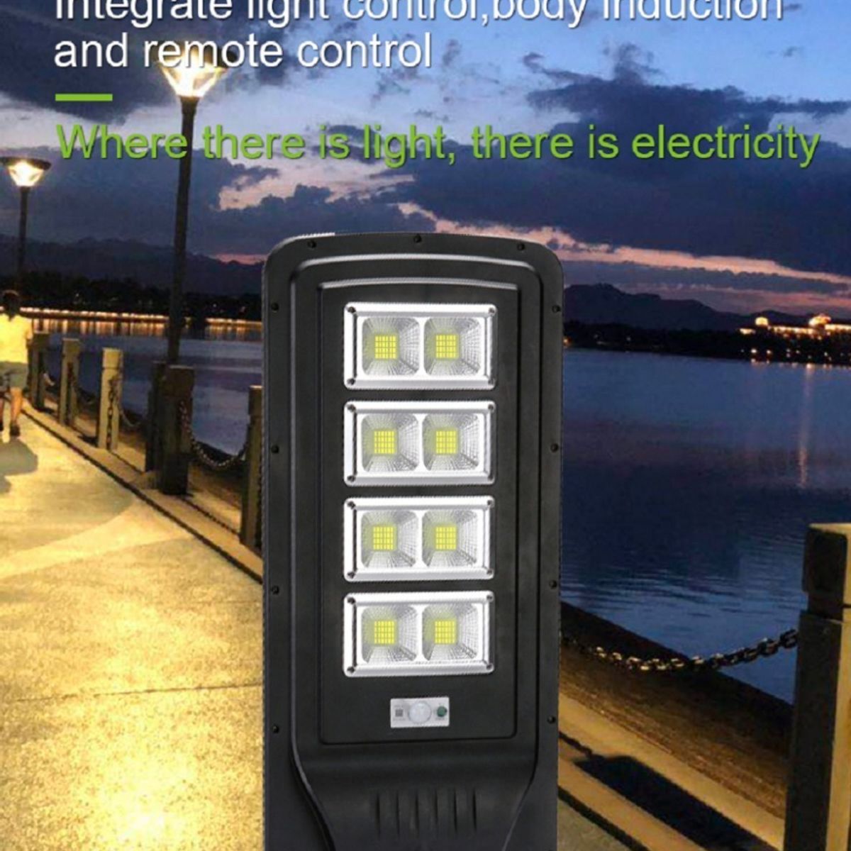 GENERICO - Foco Solar 280 Led 240w Sensor Movimiento Control Remoto Negro Blanco Frío - 220023 B32