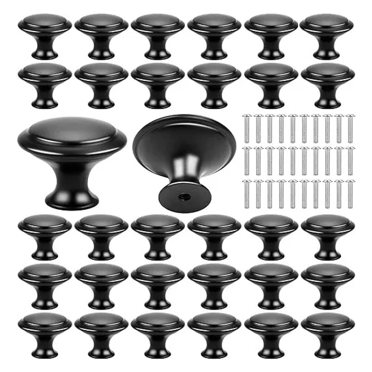 GENERICO - Pack 30 Tiradores Cajón 28mm Mueble Manilla Mango Tornillo Negro - 338042