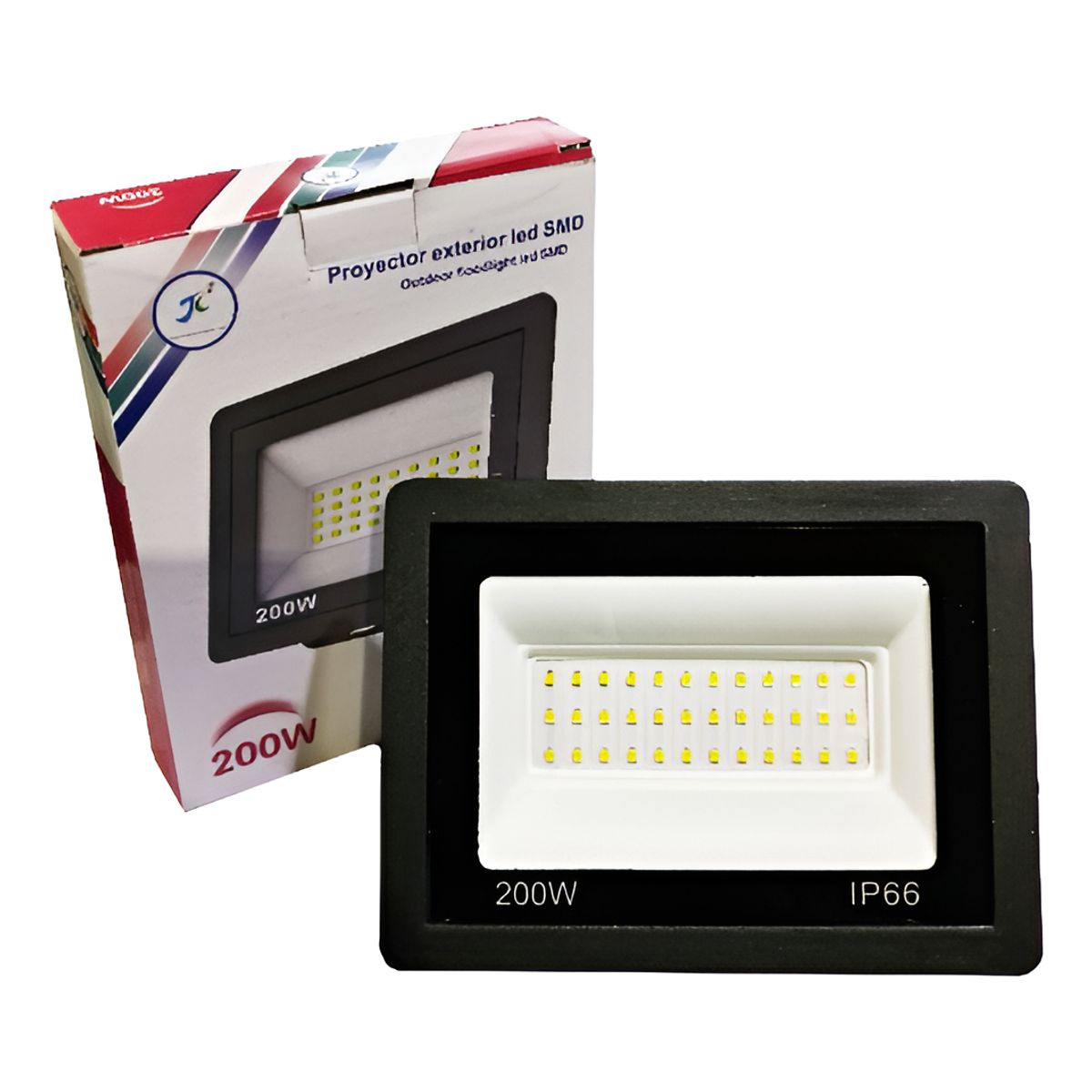 GENERICO - Foco Proyector Plano Led Reflector Multiled 200w Exterior Negro - 003361