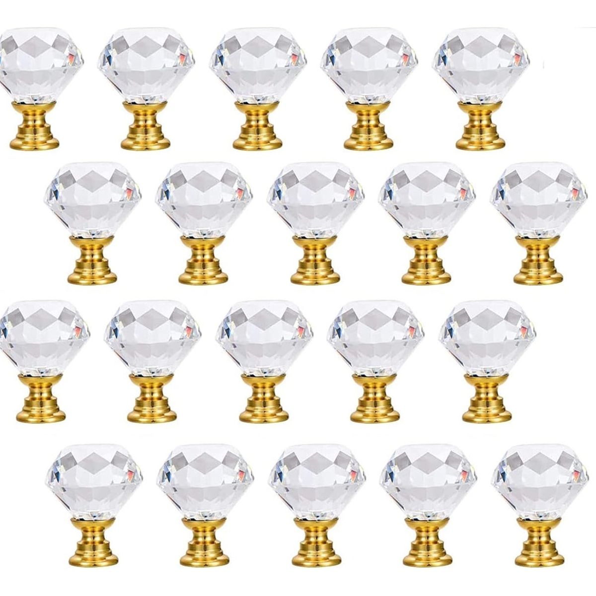 GENERICO - Tirador Cristal Forma Diamante Para Cajón Armario 20pcs 25mm Dorado - 338044