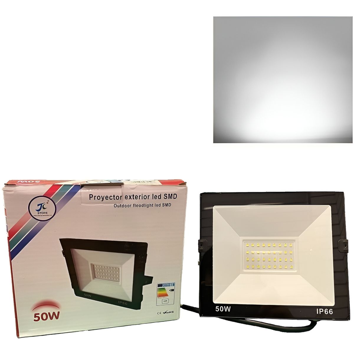 GENERICO - Foco Proyector Led Plano Reflector Multiled 50w Exterior Negro Blanco Frío-003152 B11