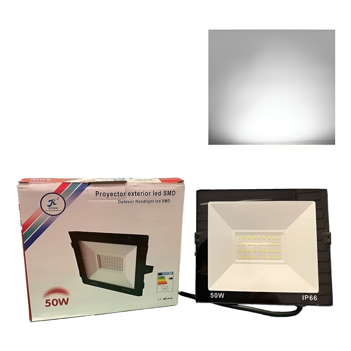 GENERICO - Foco Proyector Led Plano Reflector Multiled 50w Exterior Negro Blanco Frío-003152 B11