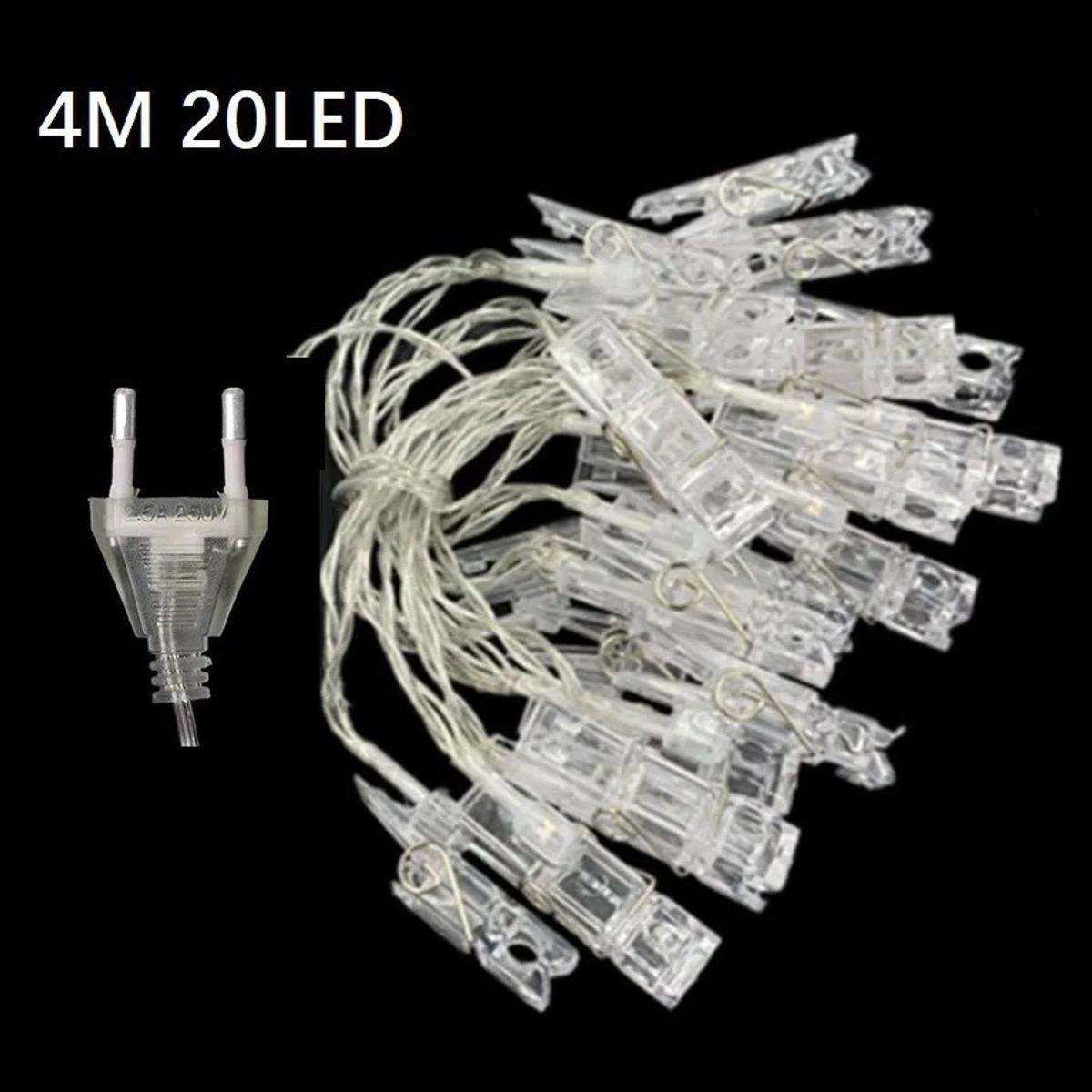 GENERICO - Guirnalda Luces Led Clip 20 Pinzas Perritos Porta Foto 4 Mts 263004 C17