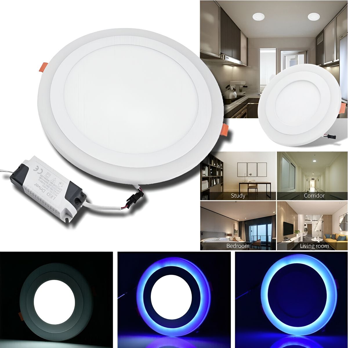 GENERICO - Foco Panel Plafón Led Bicolor Embutido 12w + 6w Redondo