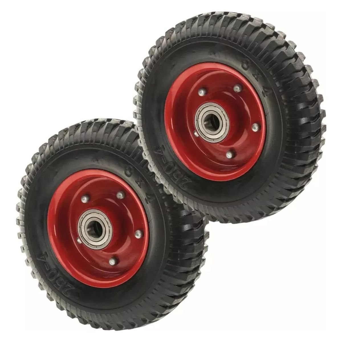 GENERICO - Set 4 Ruedas De Caucho 8 Pulgadas Maciza Para Yegua O Carro Rojo - 329010