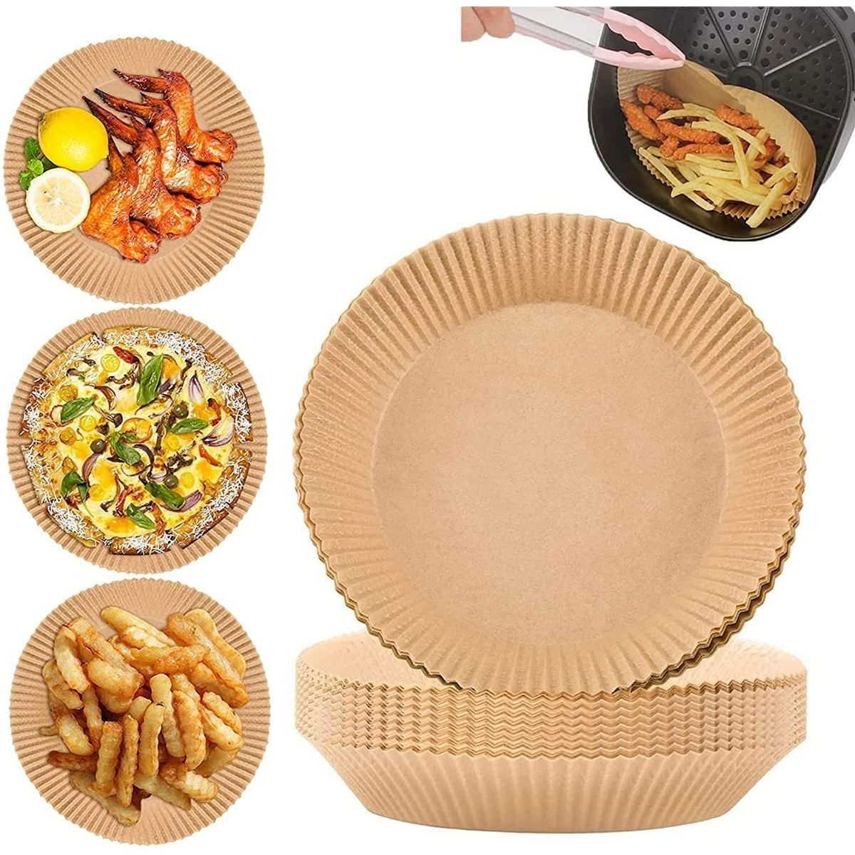 GENERICO - Forros Desechables Antiadherente Freidora 100 Pcs Air Fryer