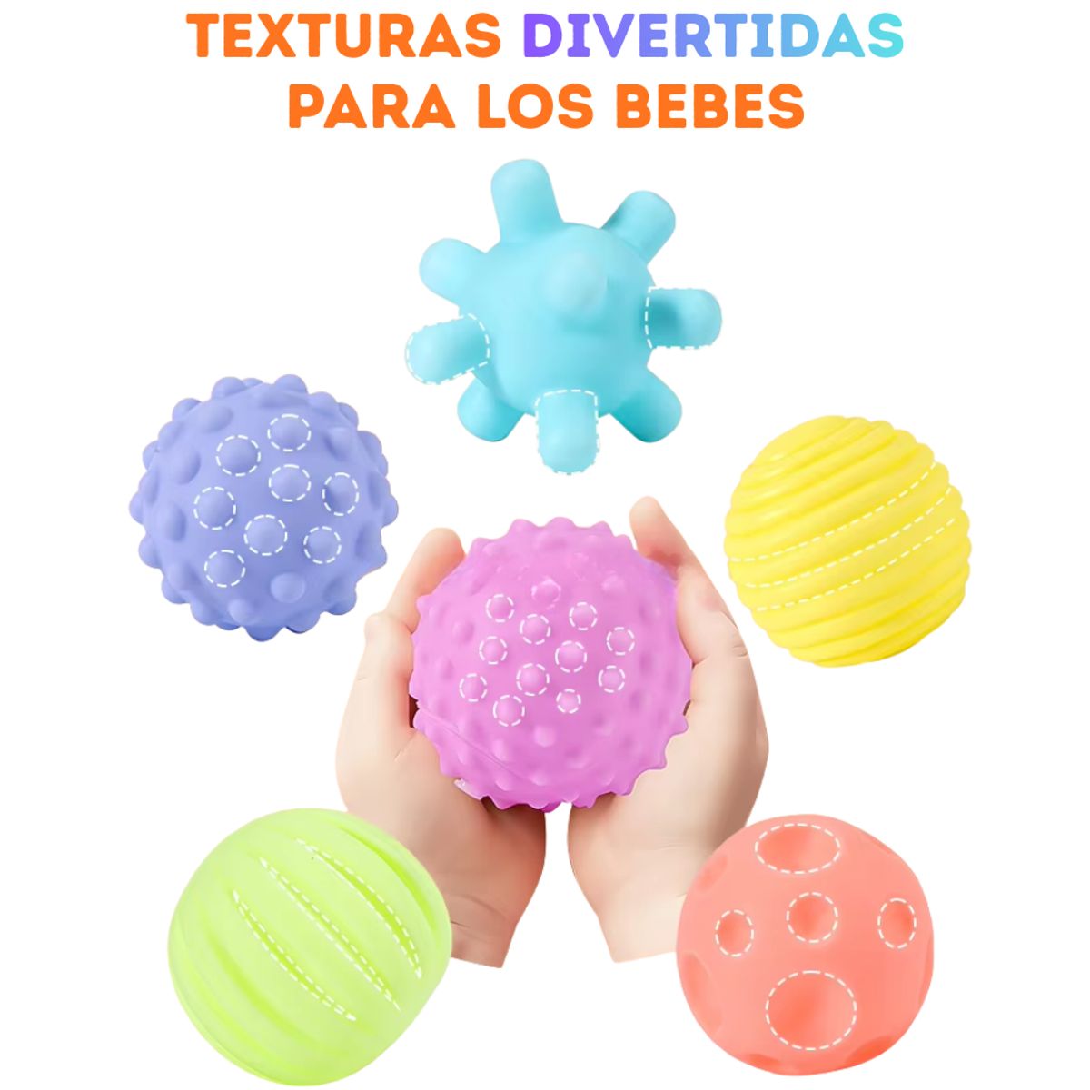 ABC - Set de Pelotas Sensoriales para Bebé – 6 Unidades con Sonido