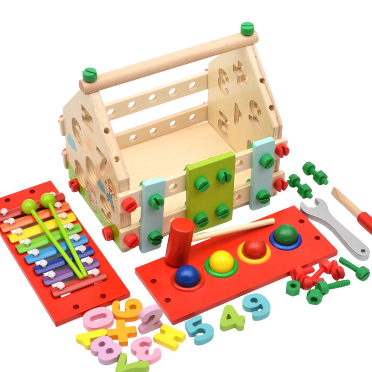 ABC - Casa Didáctica Multifuncional de Madera Educativo con Herramientas