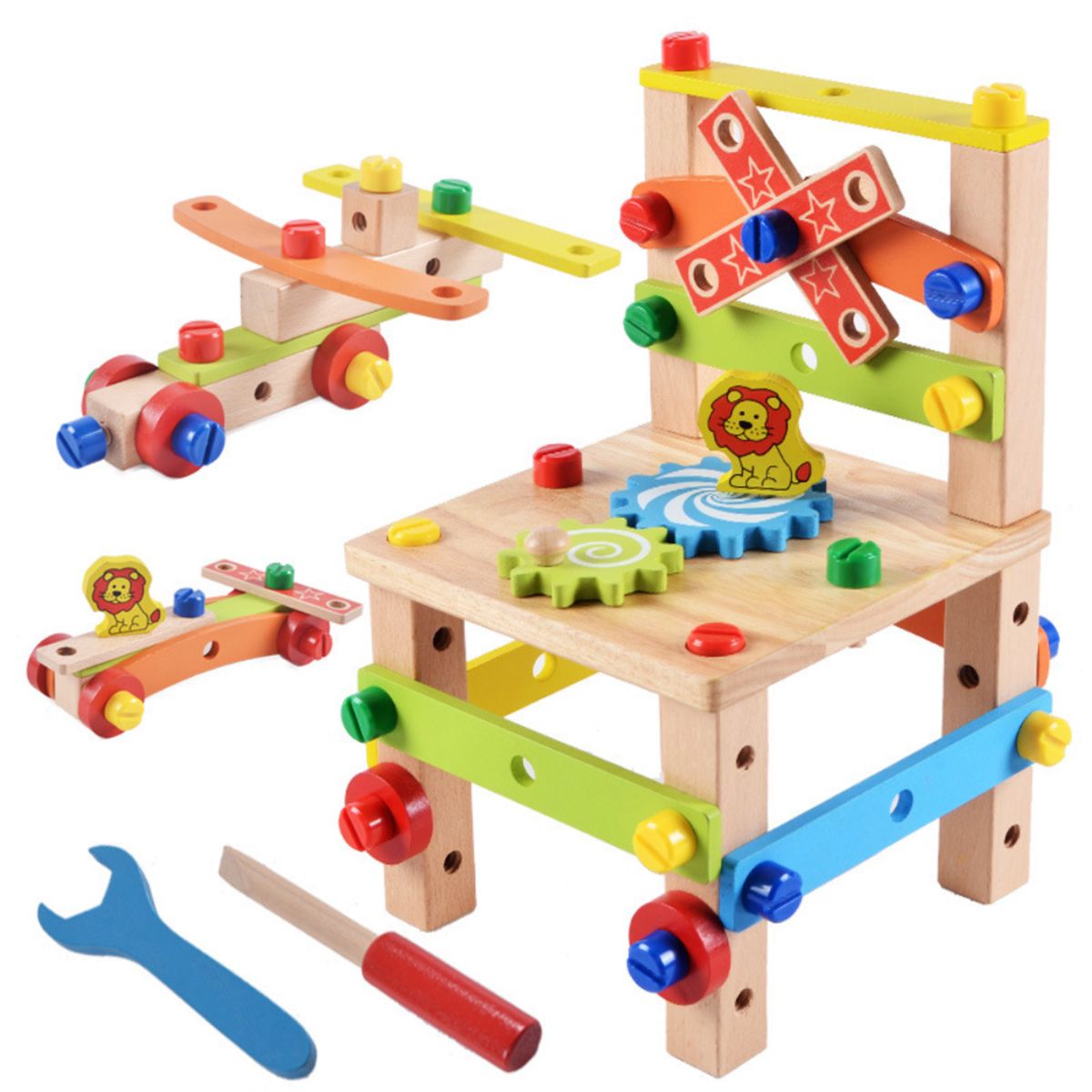 ABC - Banco de Herramientas Set Construcción Didáctico de Madera