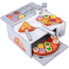 ABC - Horno de Pizza de Madera con Accesorios Set de Cocina Infantil