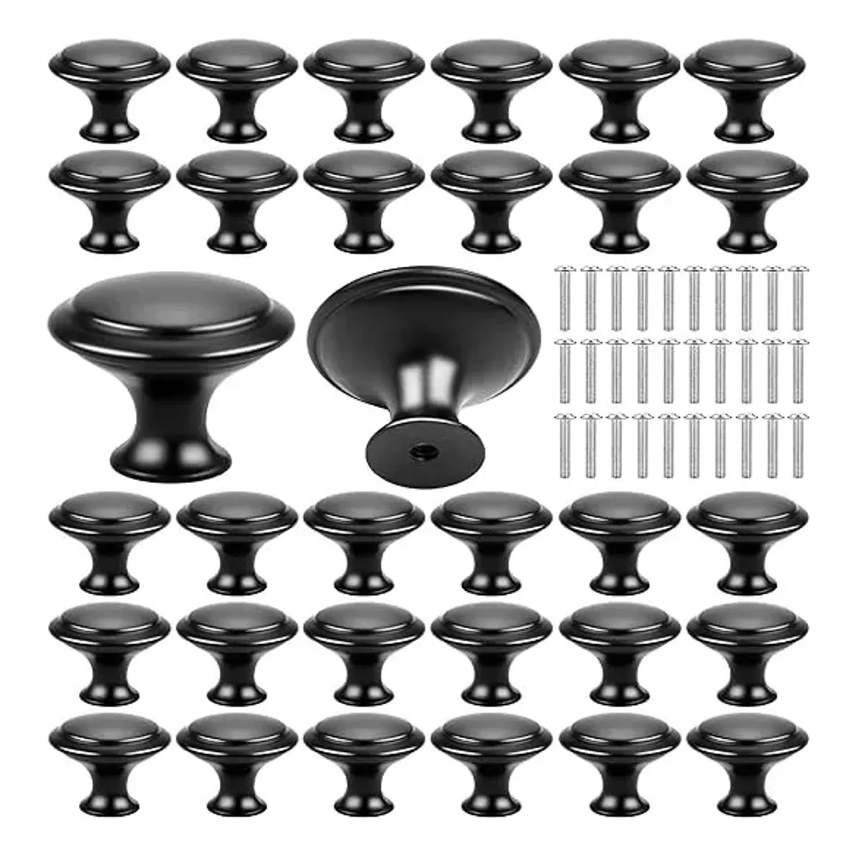 GENERICO - Pack 30 Tiradores Cajón 24mm Mueble Manilla Mango Tornillo Negro - 338041