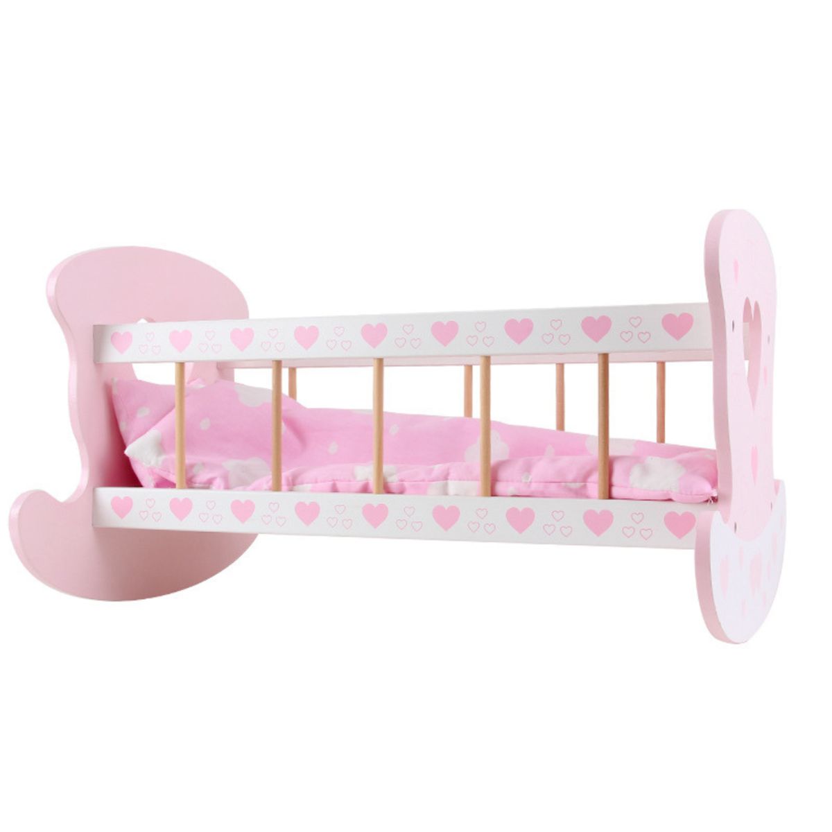 ABC - Cuna Mecedora de Madera para Muñecas