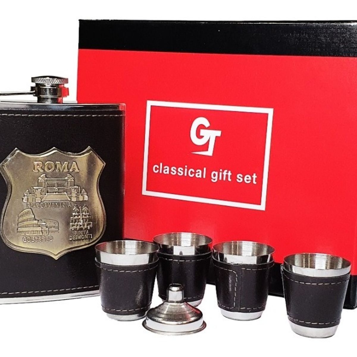 GENERICO - Set Petaca 8oz Para Whisky Coctelera Viaje Camping Acero 262167