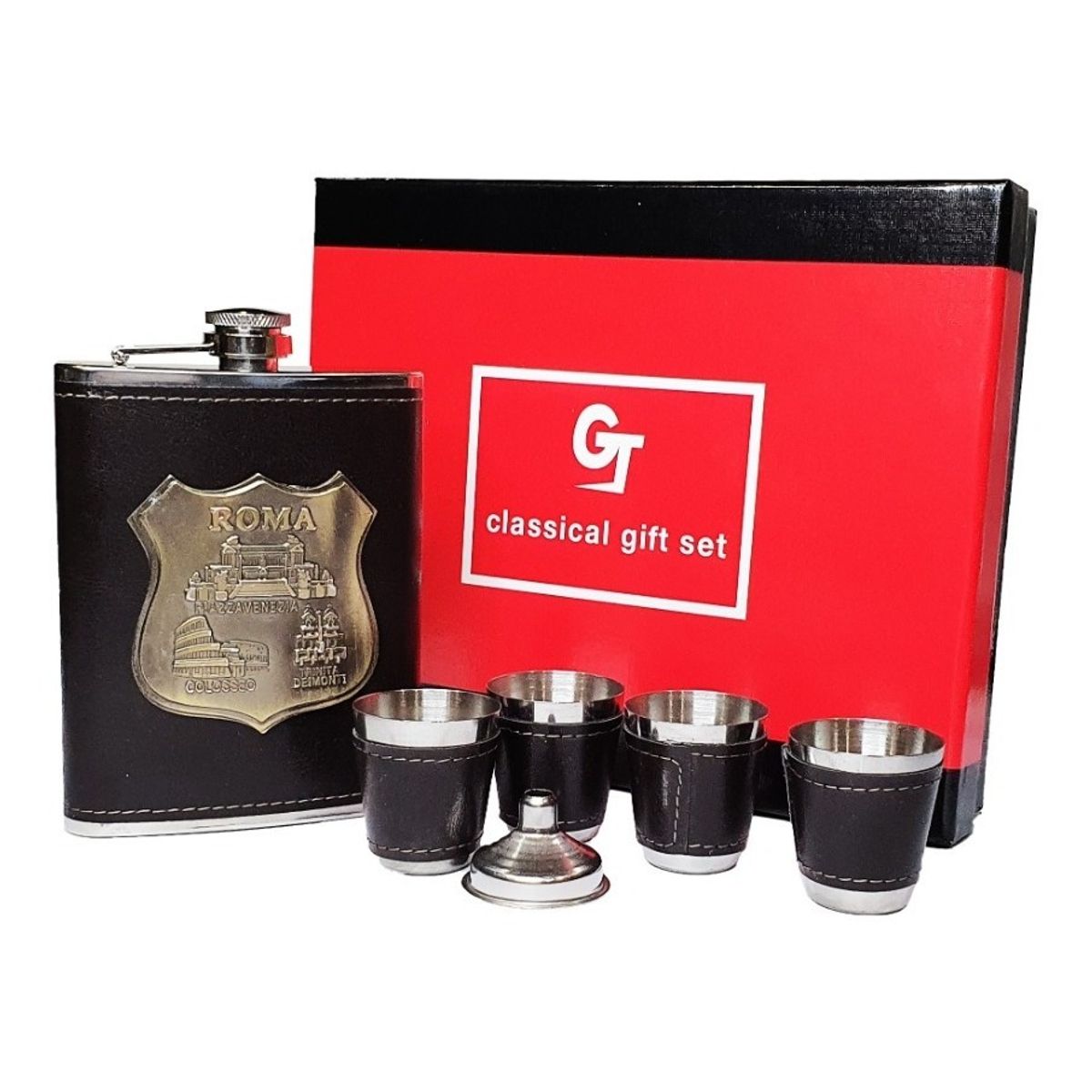 GENERICO - Set Petaca 8oz Para Whisky Coctelera Viaje Camping Acero 262167