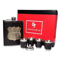 GENERICO - Set Petaca 8oz Para Whisky Coctelera Viaje Camping Acero 262167