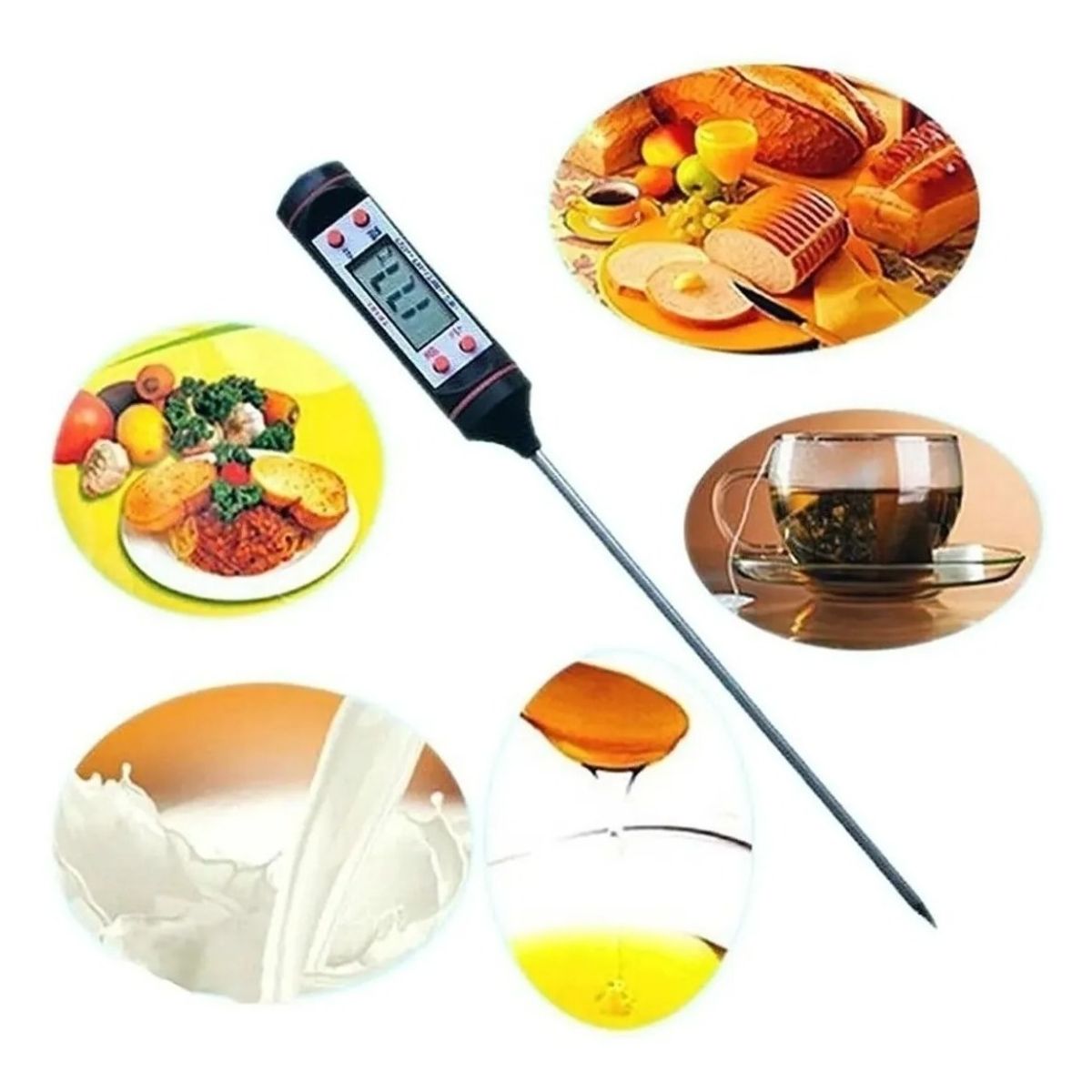 GENERICO - Pack 3 Termometro Cocina Digital Alimentos Repostería Carne Negro - 262079