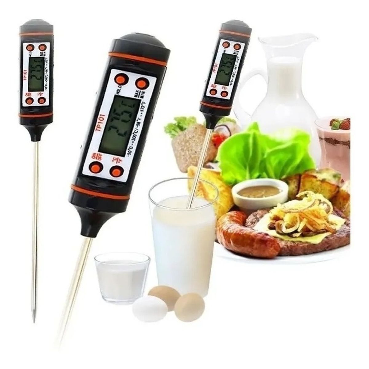 GENERICO - Pack 3 Termometro Cocina Digital Alimentos Repostería Carne Negro - 262079