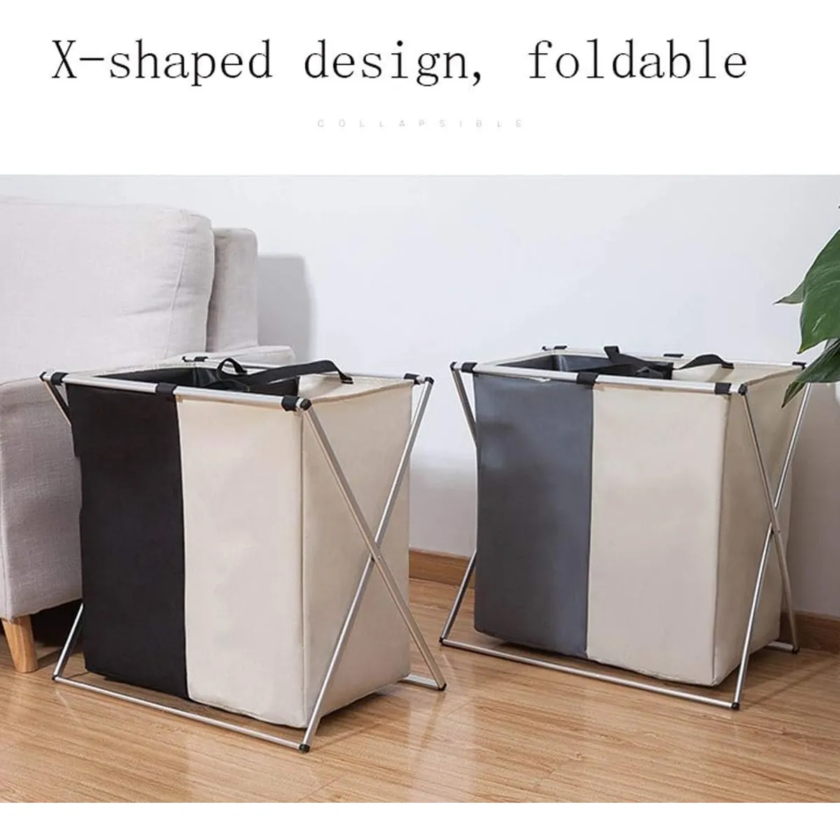 GENERICO - Canasto Ropa Sucia Plegable Con Doble Separacion De Ropa Doble - 331004