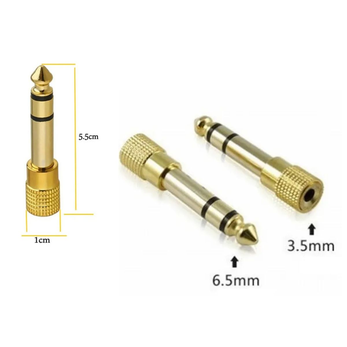 GENERICO - Adaptador Audio 6.3 mm a 3.5 mm Estéreo Plug Profesional