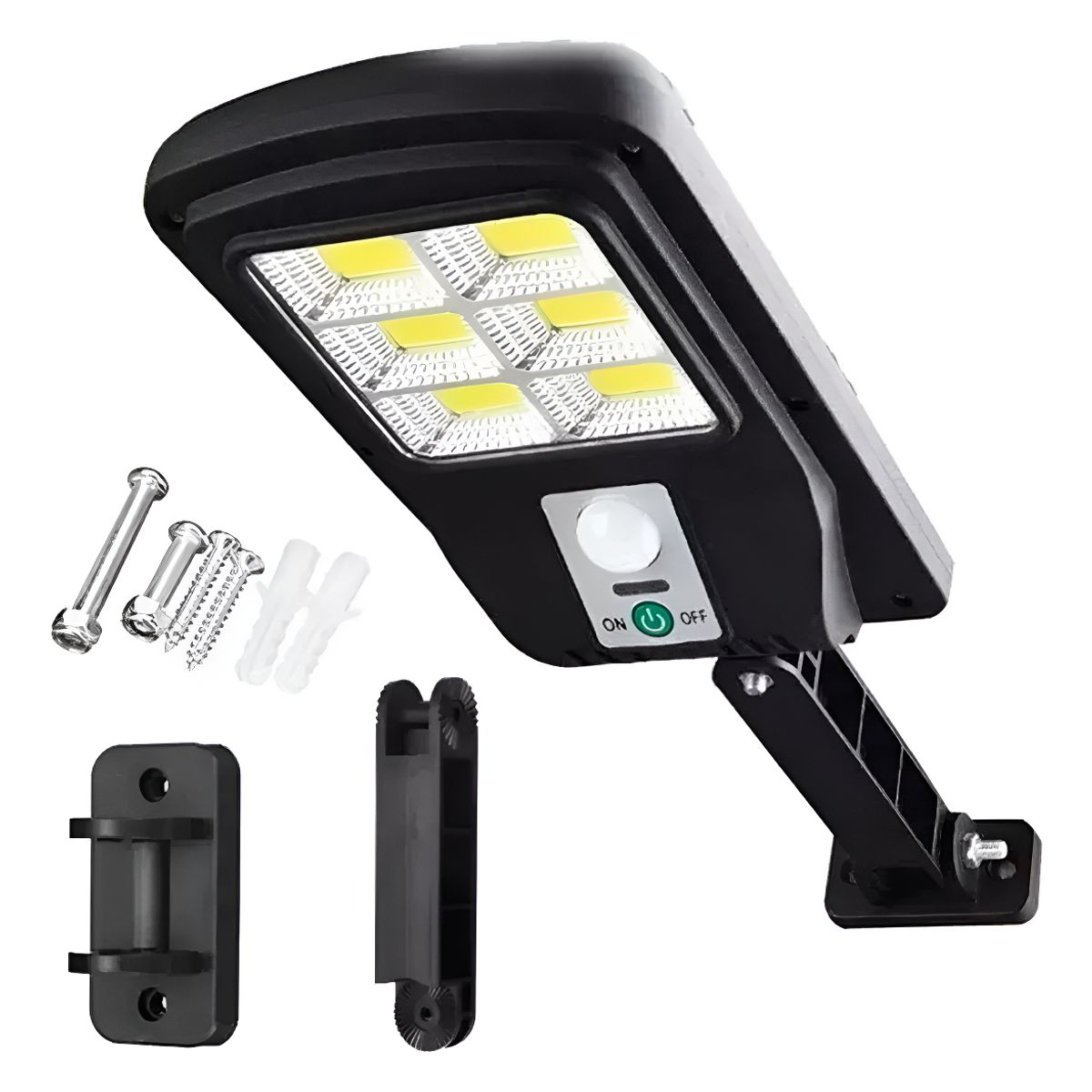 GENERICO - Foco Led Solar 18w Sensor Movimiento Panel Control Remoto Carcasa Negro - 220085 Luz Blanco