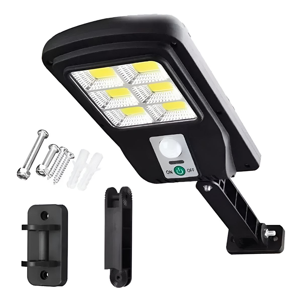 GENERICO - Foco Led Solar 18w Sensor Movimiento Panel Control Remoto Carcasa Negro - 220085 Luz Blanco