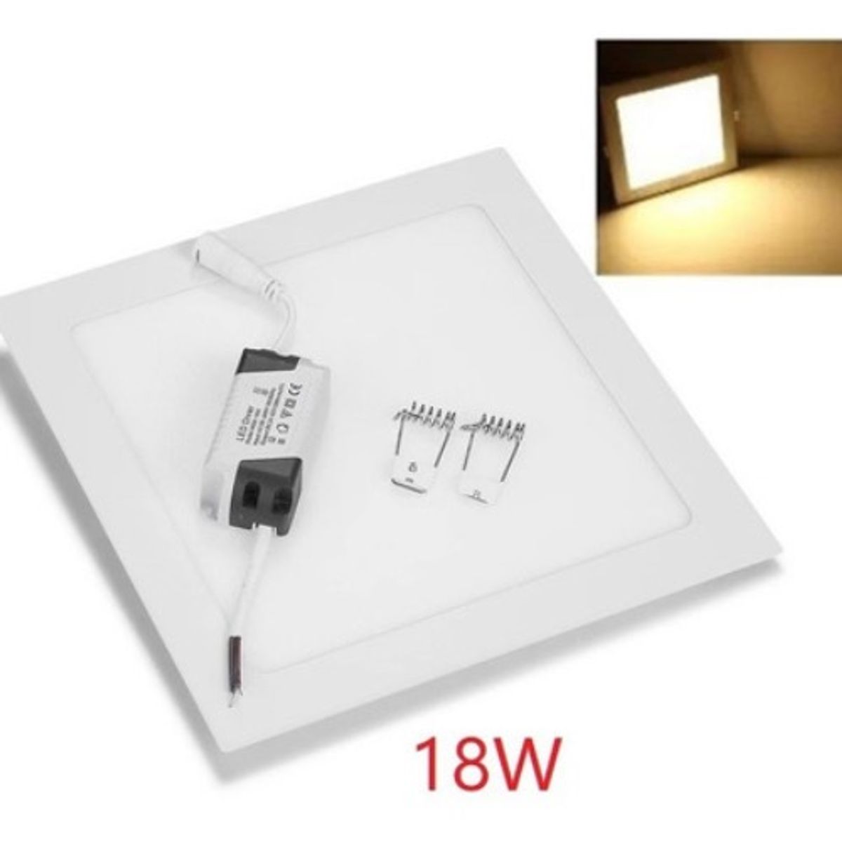 GENERICO - Foco Panel Plafón Led 18w Embutido Cuadrado Luz Cálida Calida-231019 003125 B