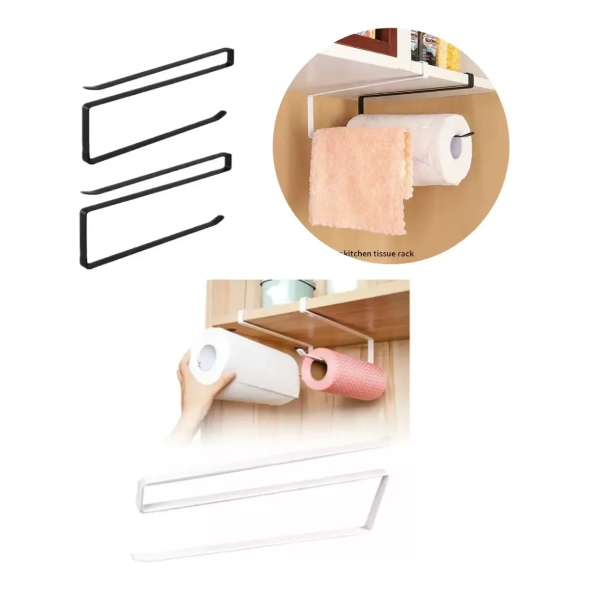 GENERICO - Porta Rollo Servilletas Papel Metálico Variadas Utilidades