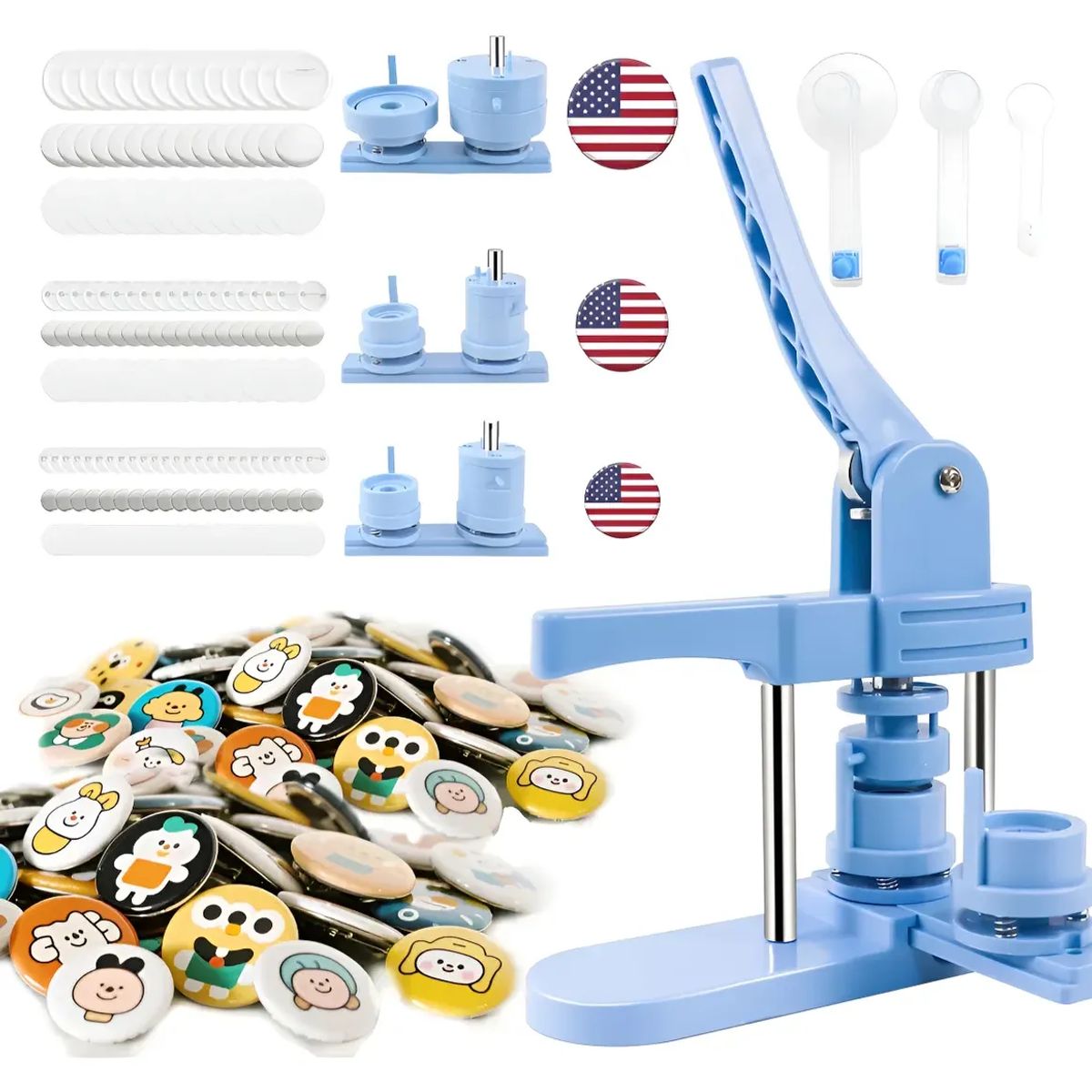 ATURE - Kit Hacer Chapitas-azul Maquina Chapitas+moldes+materiales Azul