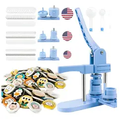 ATURE - Kit Hacer Chapitas-azul Maquina Chapitas+moldes+materiales Azul