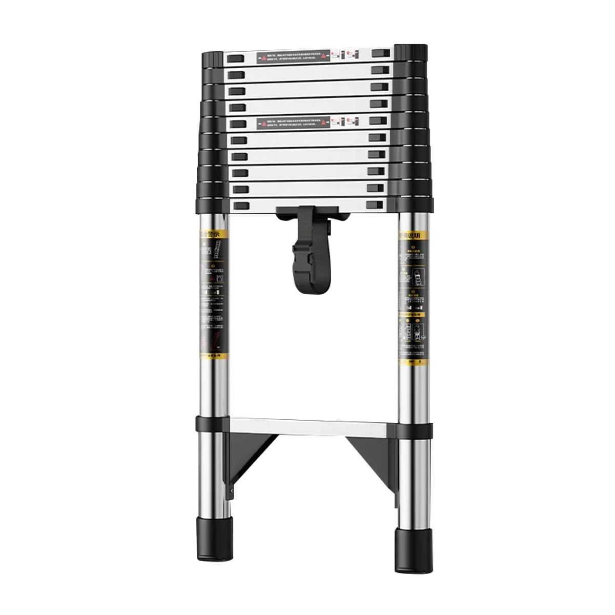 ATURE - Escalera Retráctil De Acero Inoxidable 6.3m,resistente 150kg Plata