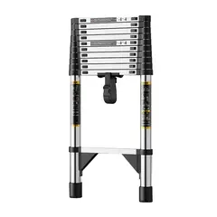 ATURE - Escalera Retráctil De Acero Inoxidable 6.3m,resistente 150kg Plata